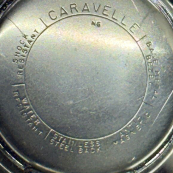 1965 Caravelle 17J Bulova Silver Toned Black Hands Sweep Second Mens Wrist Watch